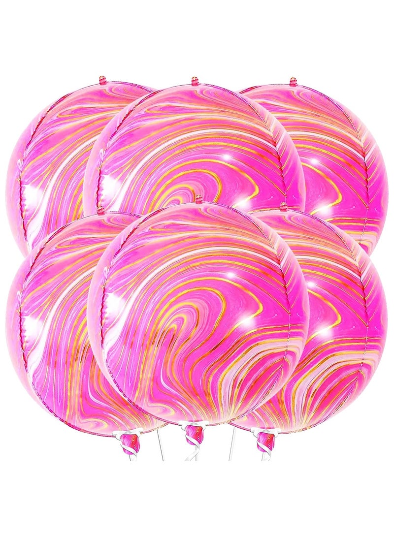 KATCHON Pink Marble Balloons - Pack of 6 | Pink and Orange Balloons, Pink and Orange Party Decorations - Image 1